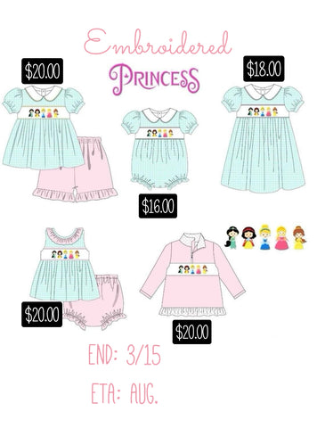 Embroidered Princess Collection- Preorder (End: 3/15 ETA: Aug)