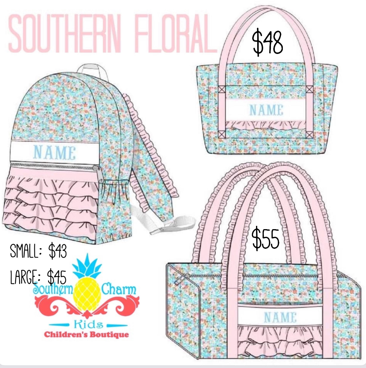 Southern Floral Name Smock Luggage