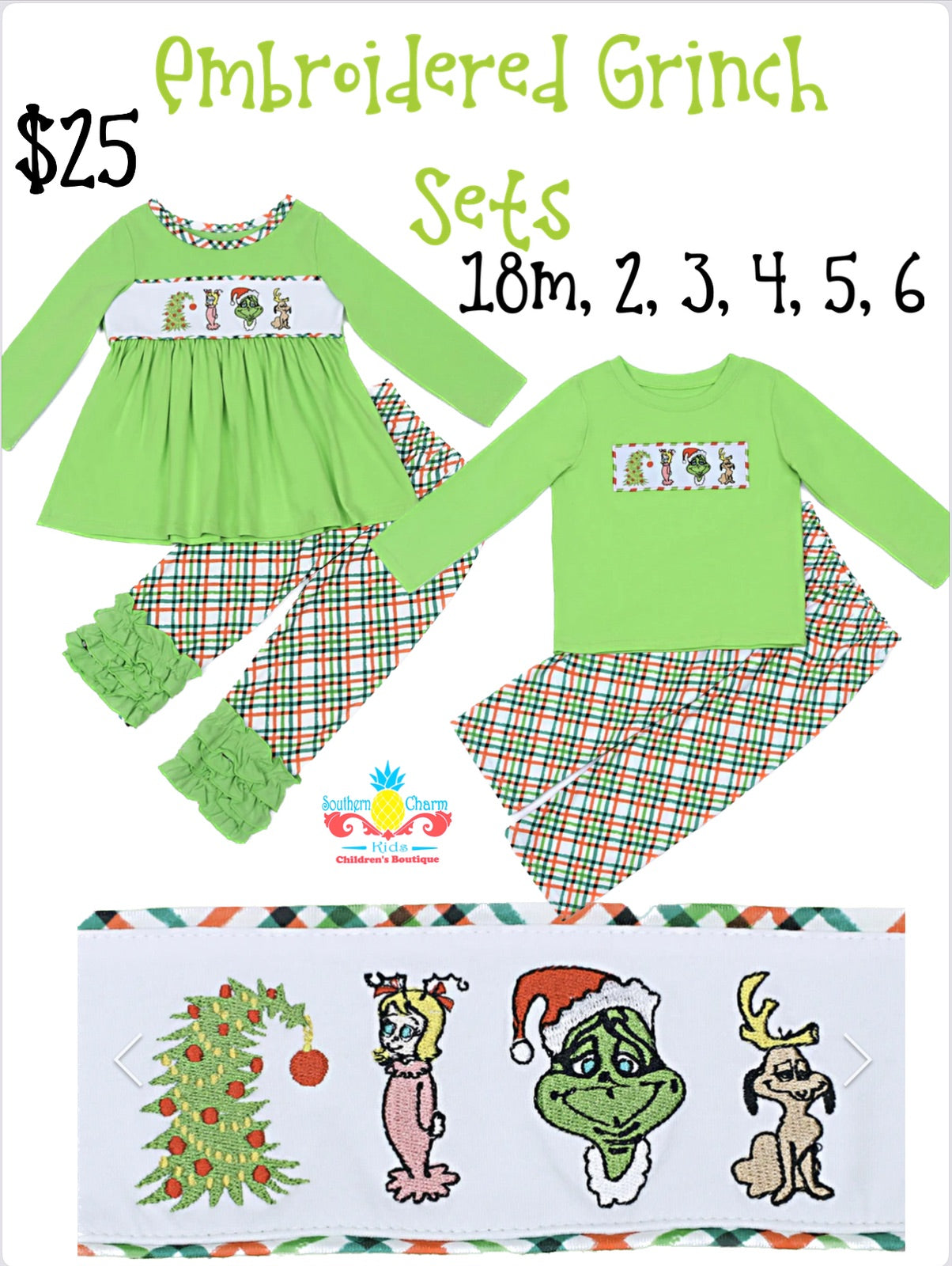 Embroidered Grinch Sets